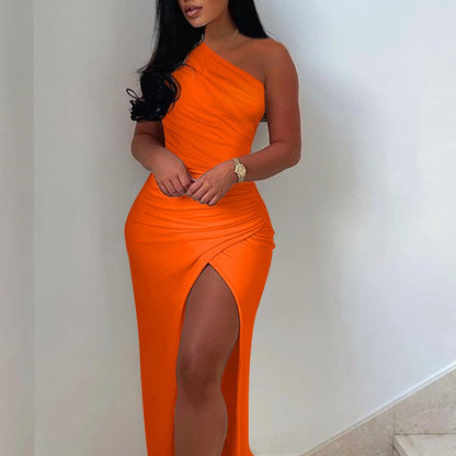 Eloria Off-Shoulder Slit Dress