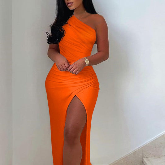 Eloria Off-Shoulder Slit Dress