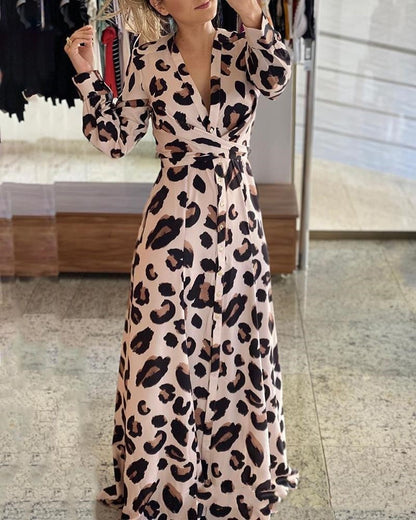 Lynora Leopard Midi Dress