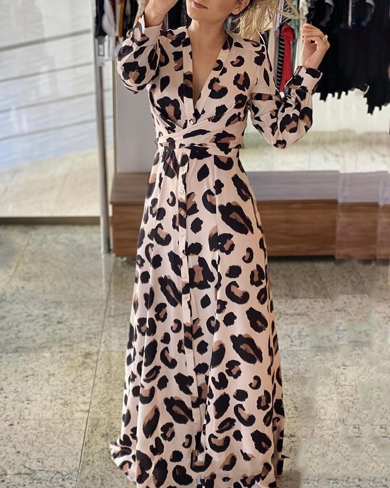Lynora Leopard Midi Dress