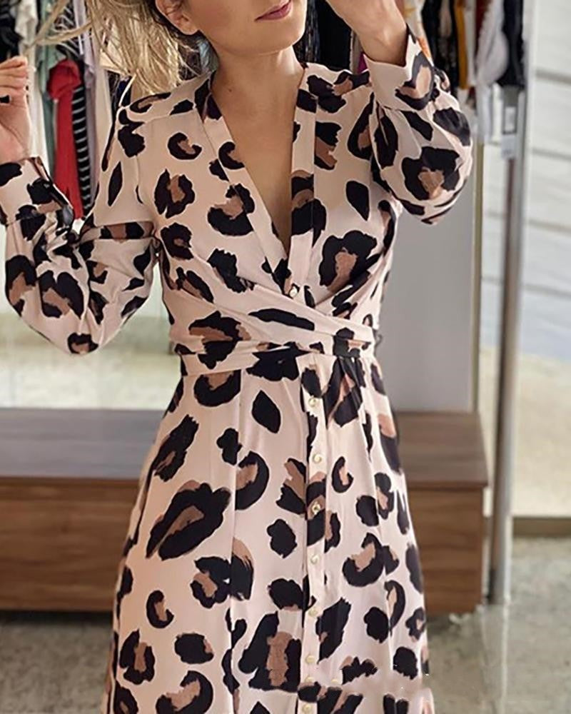 Lynora Leopard Midi Dress